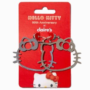 Hello Kitty® 50th Anniversary Claire's Exclusive Silver-tone‎ Drop Earrings